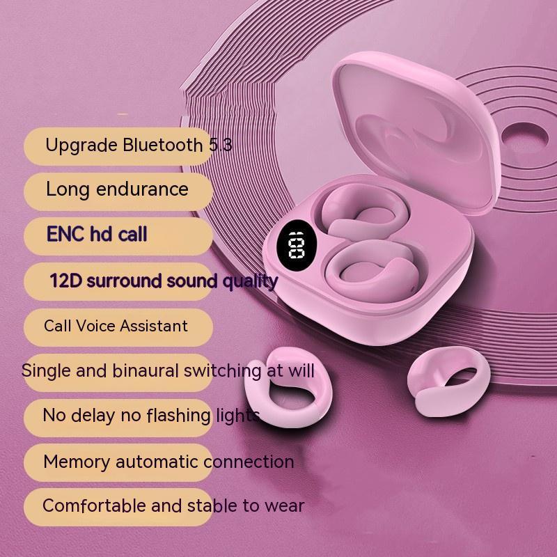 LED Digital Display Earclip Bluetooth Earphones