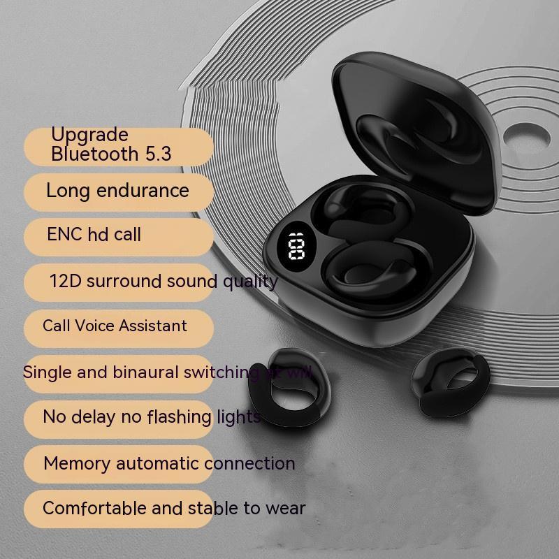 LED Digital Display Earclip Bluetooth Earphones