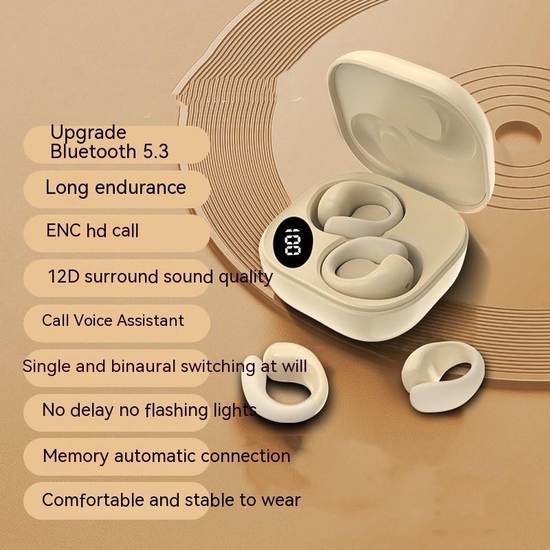 LED Digital Display Earclip Bluetooth Earphones