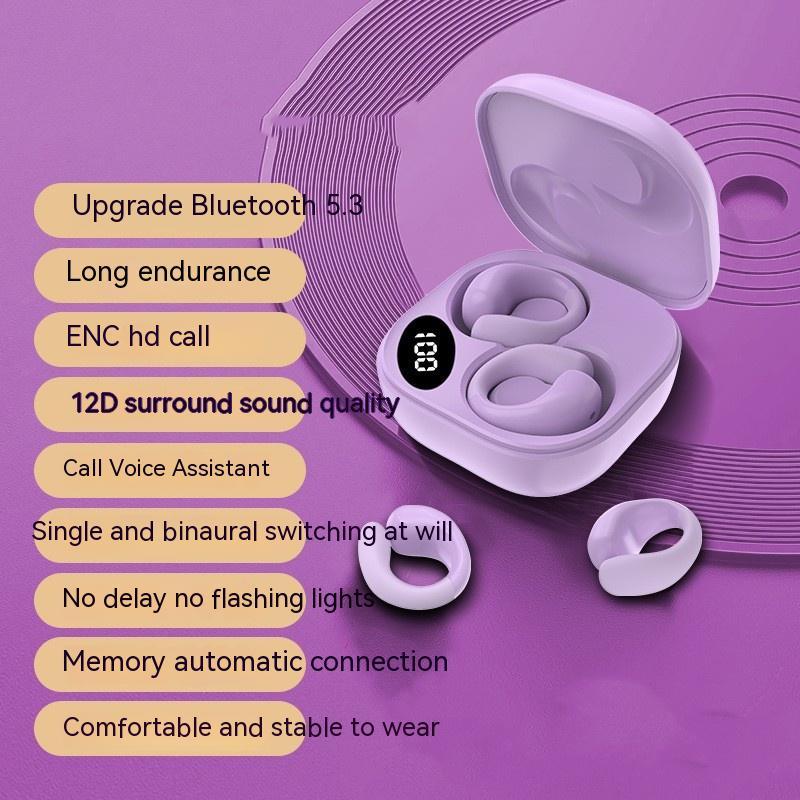 LED Digital Display Earclip Bluetooth Earphones